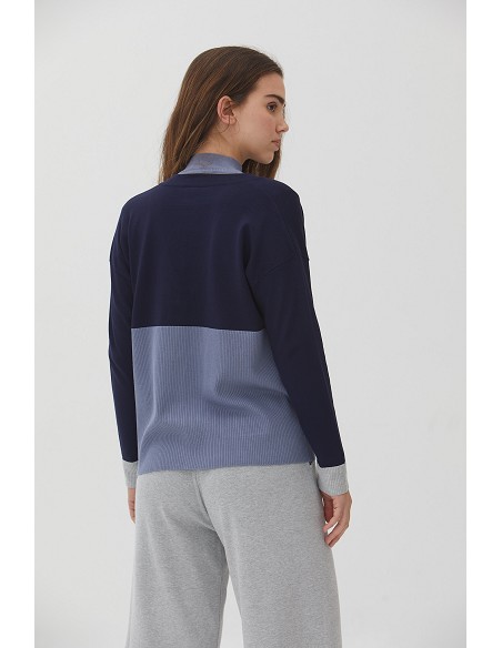 Chaqueta Color Block Detalle Bolsillos y Bajo Canalé