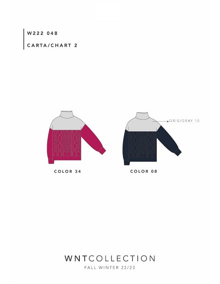 Jersey Cuello Vuelto Bicolor con Trenzas En La Parte Inferior