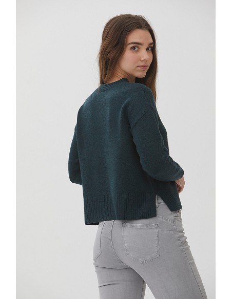 Jersey Intarsia Flor A Contraste