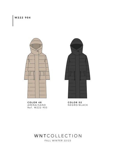 Parka Larga Acolchada con Capucha