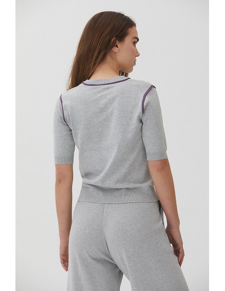 Top Manga Al Codo Detalle Contrastes Color