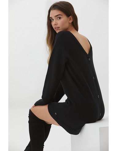 Vestido Punto Detalle Espalda Botón Joya